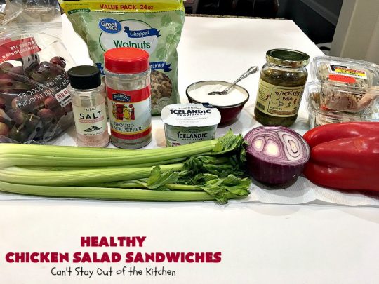 Healthy Chicken Salad Sandwiches | Can't Stay Out of the Kitchen | these amazing #ChickenSalad #sandwiches include #grapes, #walnuts & #IcelandicSkyrYogurt instead of mayonnaise! This healthier version of #ChickenSaladSandwiches is perfect for #tailgating parties or lunches. Our company drooled over them! #healthy #HealthyChickenSaladSandwiches #NoMayonnaiseChickenSalad