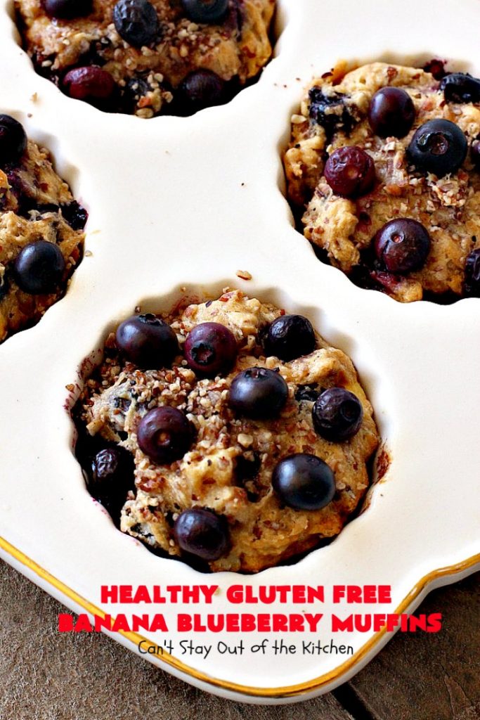 Healthy Gluten Free Banana Blueberry Muffins | Can't Stay Out of the Kitchen | these amazing #blueberry #muffins are perfect for a #company or #holiday #breakfast like #MothersDay or #FathersDay. This recipe uses #glutenfree flour & coconut sugar for a healthy, clean-eating alternative. #bananas