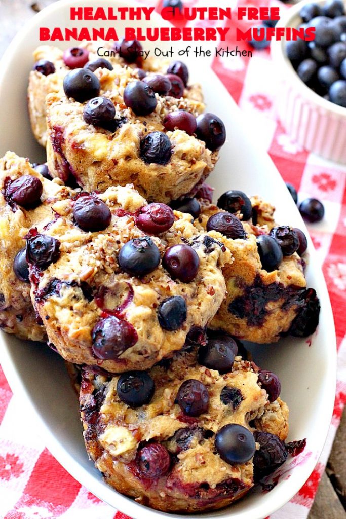 Healthy Gluten Free Banana Blueberry Muffins | Can't Stay Out of the Kitchen | these amazing #blueberry #muffins are perfect for a #company or #holiday #breakfast like #MothersDay or #FathersDay. This recipe uses #glutenfree flour & coconut sugar for a healthy, clean-eating alternative. #bananas