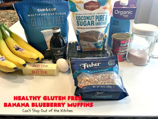 Healthy Gluten Free Banana Blueberry Muffins | Can't Stay Out of the Kitchen | these amazing #blueberry #muffins are perfect for a #company or #holiday #breakfast like #MothersDay or #FathersDay. This recipe uses #glutenfree flour & coconut sugar for a healthy, clean-eating alternative. #bananas