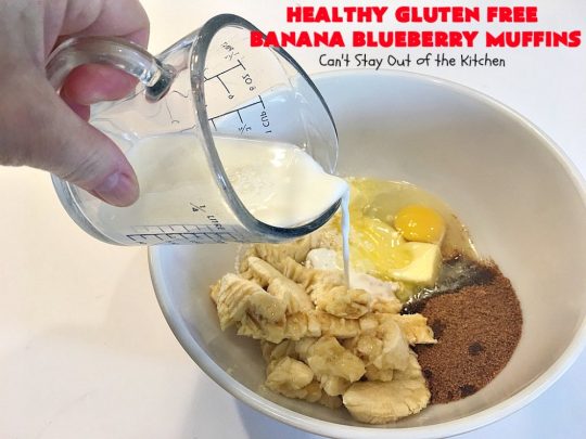 Healthy Gluten Free Banana Blueberry Muffins | Can't Stay Out of the Kitchen | these amazing #blueberry #muffins are perfect for a #company or #holiday #breakfast like #MothersDay or #FathersDay. This recipe uses #glutenfree flour & coconut sugar for a healthy, clean-eating alternative. #bananas