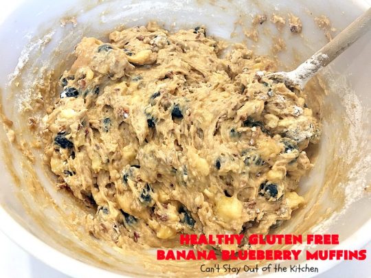 Healthy Gluten Free Banana Blueberry Muffins | Can't Stay Out of the Kitchen | these amazing #blueberry #muffins are perfect for a #company or #holiday #breakfast like #MothersDay or #FathersDay. This recipe uses #glutenfree flour & coconut sugar for a healthy, clean-eating alternative. #bananas