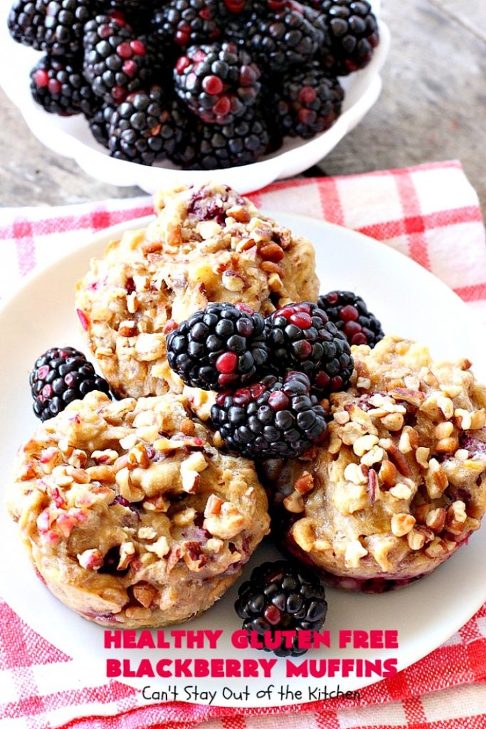 Healthy Gluten Free Blackberry Muffins | Can't Stay Out of the Kitchen | these fantastic #blackberry #muffins are made with #glutenfree flour & coconut sugar for a healthy alternative to regular muffins. They're perfect for a #holiday #breakfast like #MothersDay or #FathersDay. 