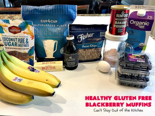 Healthy Gluten Free Blackberry Muffins | Can't Stay Out of the Kitchen | these fantastic #blackberry #muffins are made with #glutenfree flour & coconut sugar for a healthy alternative to regular muffins. They're perfect for a #holiday #breakfast like #MothersDay or #FathersDay. 