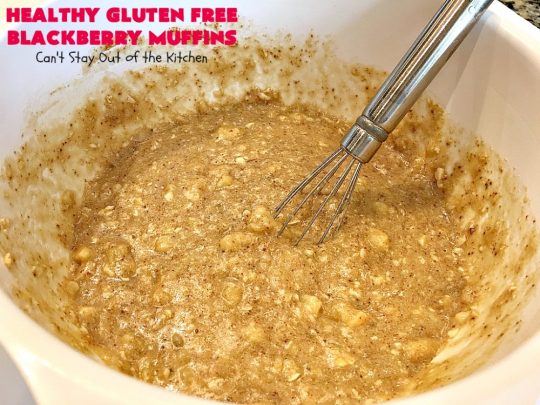 Healthy Gluten Free Blackberry Muffins | Can't Stay Out of the Kitchen | these fantastic #blackberry #muffins are made with #glutenfree flour & coconut sugar for a healthy alternative to regular muffins. They're perfect for a #holiday #breakfast like #MothersDay or #FathersDay. 