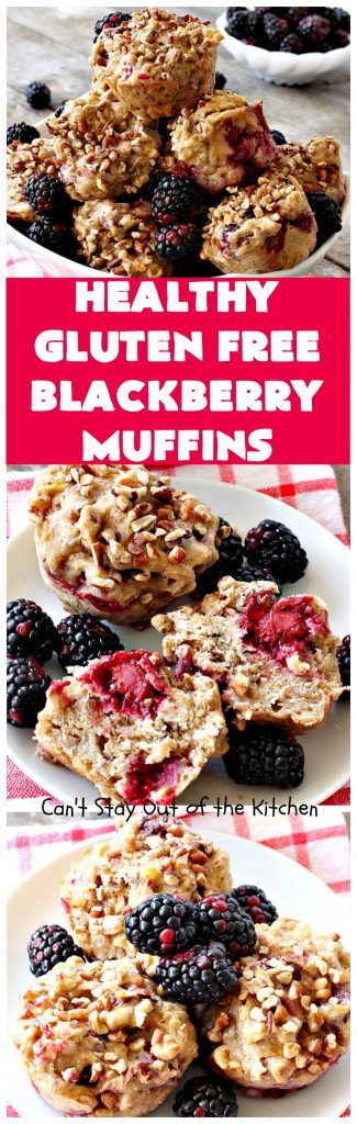 Healthy Gluten Free Blackberry Muffins | Can't Stay Out of the Kitchen | these fantastic #blackberry #muffins are made with #glutenfree flour & coconut sugar for a healthy alternative to regular muffins. They're perfect for a #holiday #breakfast like #MothersDay or #FathersDay.