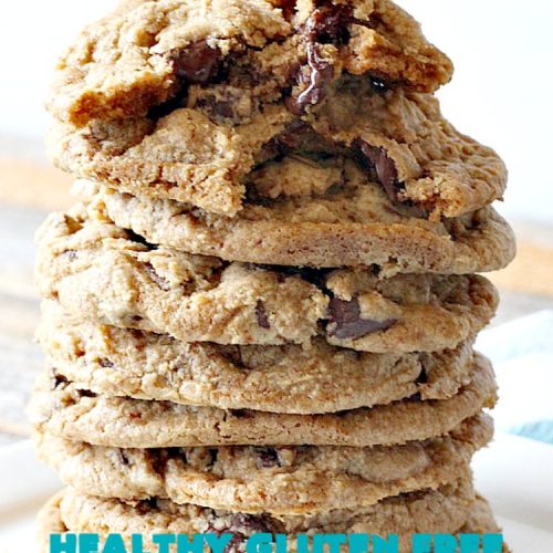 Healthy Gluten Free Chocolate Chip Cookies | Can't Stay Out of the Kitchen | these fantastic #chocolatechipcookies are made with #Krusteaz #glutenfree flour & coconut sugar. It's hard to believe this amazing #dessert is gluten free. #tailgating #chocolate #cookie