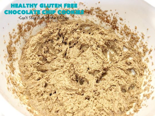 Healthy Gluten Free Chocolate Chip Cookies | Can't Stay Out of the Kitchen | these fantastic #chocolatechipcookies are made with #Krusteaz #glutenfree flour & coconut sugar. It's hard to believe this amazing #dessert is gluten free. #tailgating #chocolate #cookie