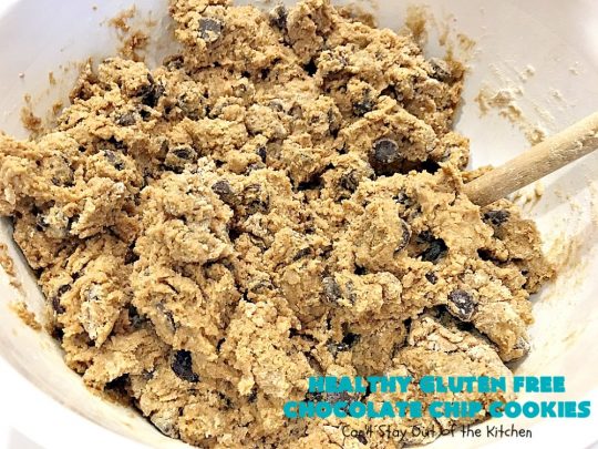 Healthy Gluten Free Chocolate Chip Cookies | Can't Stay Out of the Kitchen | these fantastic #chocolatechipcookies are made with #Krusteaz #glutenfree flour & coconut sugar. It's hard to believe this amazing #dessert is gluten free. #tailgating #chocolate #cookie