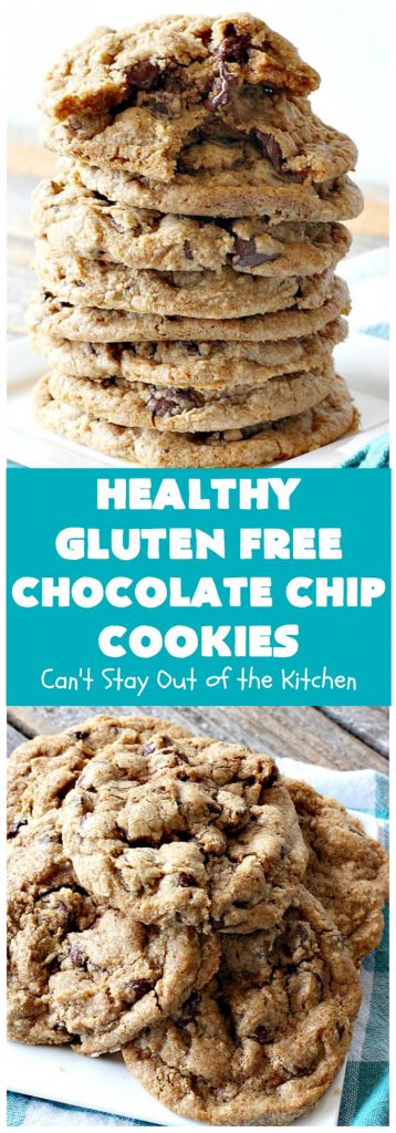 Healthy Gluten Free Chocolate Chip Cookies | Can't Stay Out of the Kitchen | these fantastic #chocolatechipcookies are made with #Krusteaz #glutenfree flour & coconut sugar. It's hard to believe this amazing #dessert is gluten free. #tailgating #chocolate #cookie