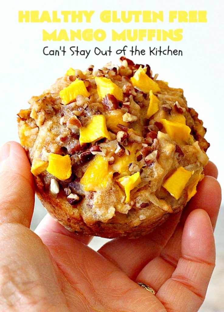 Healthy Gluten Free Mango Muffins | Can't Stay Out of the Kitchen | these amazing #mango #muffins use #glutenfree flour & coconut sugar. They're a fantastic alternative to regular muffins. Great for a #holiday #breakfast like #MothersDay or #FathersDay, too.