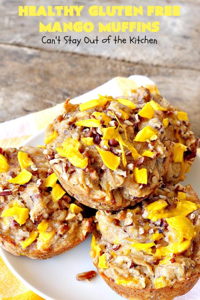 Healthy Gluten Free Mango Muffins | Can't Stay Out of the Kitchen | these amazing #mango #muffins use #glutenfree flour & coconut sugar. They're a fantastic alternative to regular muffins. Great for a #holiday #breakfast like #MothersDay or #FathersDay, too.
