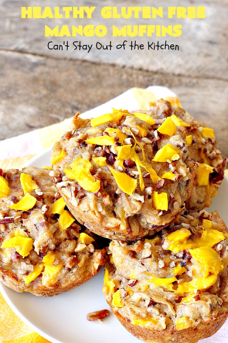 Healthy Gluten Free Mango Muffins | Can't Stay Out of the Kitchen | these amazing #mango #muffins use #glutenfree flour & coconut sugar. They're a fantastic alternative to regular muffins. Great for a #holiday #breakfast like #MothersDay or #FathersDay, too.