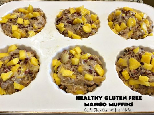 Healthy Gluten Free Mango Muffins | Can't Stay Out of the Kitchen | these amazing #mango #muffins use #glutenfree flour & coconut sugar. They're a fantastic alternative to regular muffins. Great for a #holiday #breakfast like #MothersDay or #FathersDay, too.