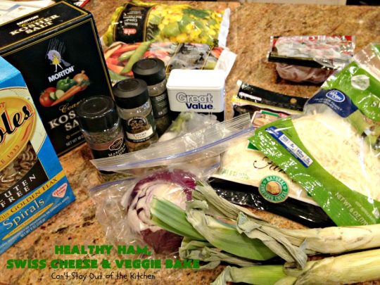 Healthy Ham, Swiss Cheese and Veggie Bake | Can't Stay Out of the Kitchen | this healthier version of #Ham and #Noodle #casserole uses a lot of fresh and frozen #veggies along with #GlutenFree #noodles and GF Flour in the sauce. If you're trying to eliminate canned soups from your diet, this one-dish meal is for you! It's also s a terrific way to use up leftover #holiday ham from #Thanksgiving or #Christmas. #pasta #SwissCheese #HamCasserole #HealthyHamSwissCheeseAndVeggieBake