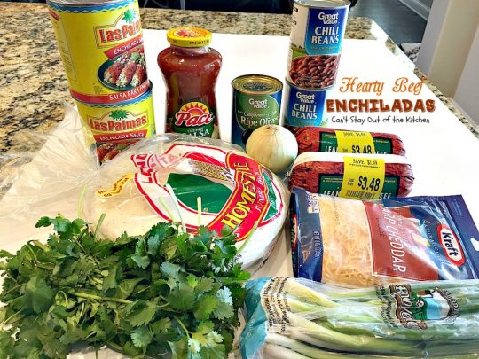 Hearty Beef Enchiladas | Can't Stay Out of the Kitchen | quick & easy #beef and bean #enchiladas with #salsa and enchilada sauce. #TexMex