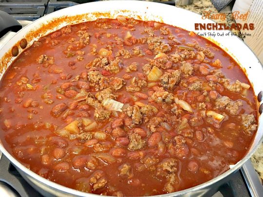 Hearty Beef Enchiladas | Can't Stay Out of the Kitchen | quick & easy #beef and bean #enchiladas with #salsa and enchilada sauce. #TexMex