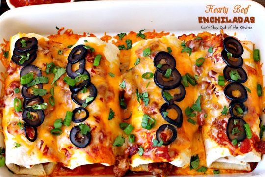 Hearty Beef Enchiladas | Can't Stay Out of the Kitchen | quick & easy #beef and bean #enchiladas with #salsa and enchilada sauce. #TexMex