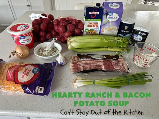 Hearty Ranch and Bacon Potato Soup | Can't Stay Out of the Kitchen | this is a fantastic #PotatoSoup #recipe that includes #bacon, #RanchDressingMix, #CheddarCheese, & of course, #potatoes! It's creamy, scrumptious, comfort food that's terrific served with #HomemadeRolls! Totally hearty, filling & satisfying #soup. #Ranch makes it even better. #HeartyRanchAndBaconPotatoSoup