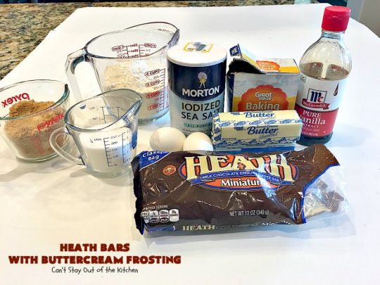 Heath Bars with Buttercream Frosting | Can't Stay Out of the Kitchen | these bar-type #cookies are divine! Amazing icing makes them spectacular. Uses #HeathCandyBars. #chocolate #dessert