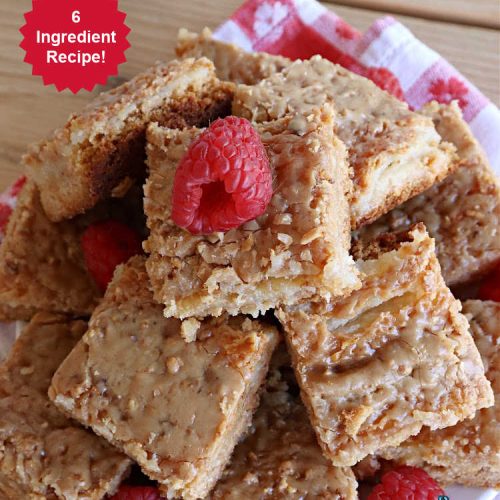 Heath Toffee Ooey Gooey Bars | Can't Stay Out of the Kitchen | These #OoeyGooeyBars are outrageously good! If you want an earth-shattering experience, bake up a batch of these lovely #brownies for your next #tailgating party, potluck or backyard BBQ. This easy #recipe uses only 6 ingredients! #cookies #dessert #HeathEnglishToffeeBits #HeathToffee #HeathToffeeOoeyGooeyBars