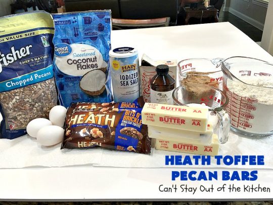 Heath Toffee Pecan Bars | Can't Stay Out of the Kitchen | these #cookies simply explode with flavor & crunchiness by using #HeathEnglishToffeeBits & #pecans. #tailgating #dessert #HeathToffeeBitsDessert #ToffeeDessert #HeathToffeePecanBars #holiday #HolidayDessert
