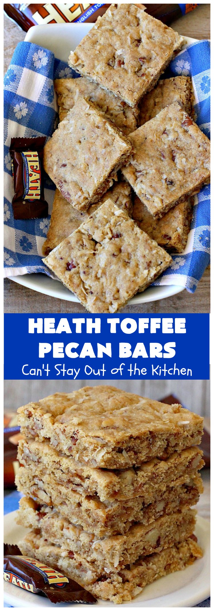 Heath Toffee Pecan Bars | Can't Stay Out of the Kitchen | these #cookies simply explode with flavor & crunchiness by using #HeathEnglishToffeeBits & #pecans. #tailgating #dessert #HeathToffeeBitsDessert #ToffeeDessert #HeathToffeePecanBars #holiday #HolidayDessert