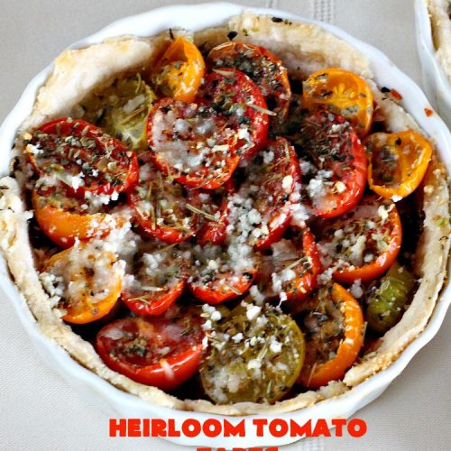 Heirloom Tomato Tarts | Can't Stay Out of the Kitchen | these fantastic #tarts use baby Heirloom #Tomatoes, four kinds of #cheese & they're seasoned to perfection. They're so mouthwatering your family will want you to make them often! #Asiago #Parmesan #Fontina #Romano #mushrooms #HeirloomTomatoes #TomatoPie #HeirloomTomatoTarts