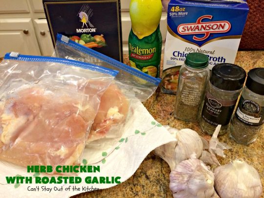 Herb Chicken with Roasted Garlic | Can't Stay Out of the Kitchen | this wonderful #chicken #maindish is so quick & easy, making it the perfect #recipe for week night suppers. #Healthy, #LowCalorie, #CleanEating & #glutenfree. #Garlic #GarlicChicken
