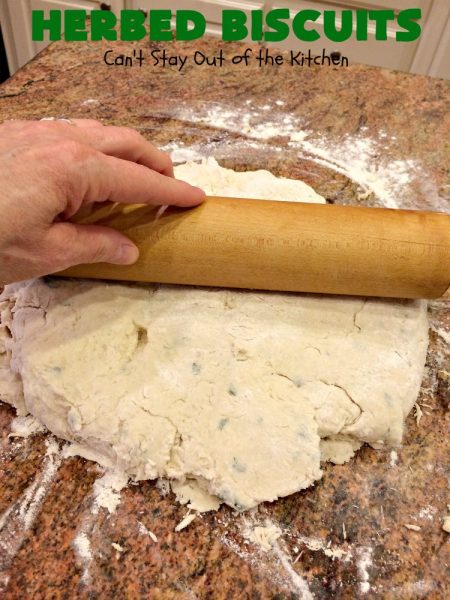 Herbed Biscuits | Can't Stay Out of the Kitchen | these homemade #biscuits puff up big and beautiful. With the addition of fresh herbs they are absolutely scrumptious. Perfect side dish for company, family or #holiday meals like #FathersDay. #bread #HerbedBiscuits