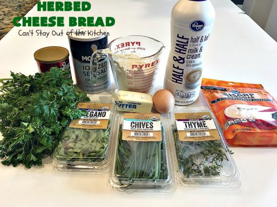 Herbed Cheese Bread | Can't Stay Out of the Kitchen | this quick & easy #bread #recipe is so delicious with a bowl of hot #soup now that fall is here. It's also terrific for dipping. #cheddarcheese