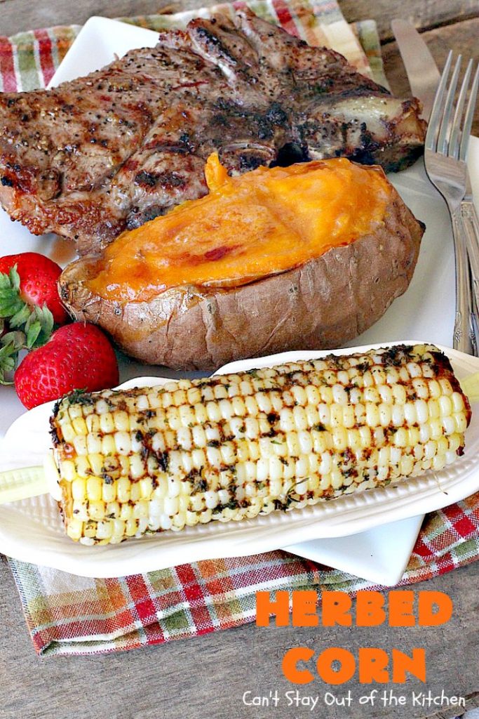 Herbed Corn | Can't Stay Out of the Kitchen | this easy & delicious #cornonthecob #recipe is wonderful for backyard barbecues, potlucks or weekend dinners when you're grilling out. #corn #glutenfree