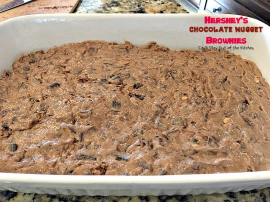 Hershey's Chocolate Nugget Brownies | Can't Stay Out of the Kitchen | these #brownies are awesome! They're filled with #Hershey's nuggets & topped with a #chocolate #fudge icing. Rich, decadent, amazing #dessert!