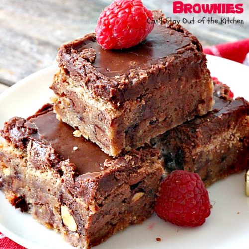Hershey's Chocolate Nugget Brownies | Can't Stay Out of the Kitchen | these #brownies are awesome! They're filled with #Hershey's nuggets & topped with a #chocolate #fudge icing. Rich, decadent, amazing #dessert!