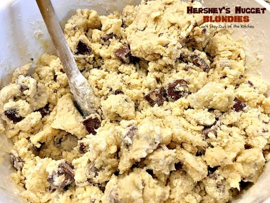 Hershey's Nugget Blondies | Can't Stay Out of the Kitchen | these marvelous #cookies include #HersheysNuggets for a heavenly #chocolate flavor. #dessert