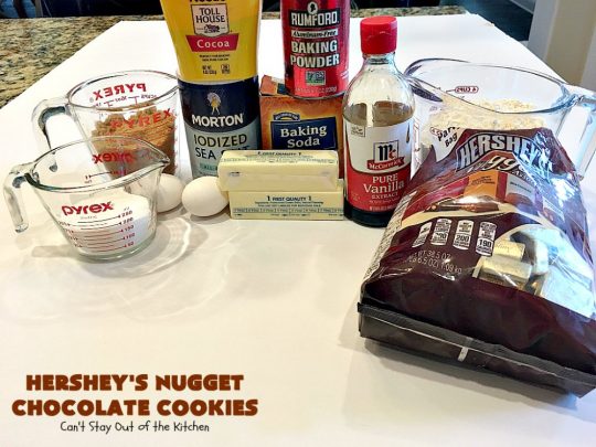 Hershey's Nugget Chocolate Cookies | Can't Stay Out of the Kitchen | these fantastic #chocolate #cookies have #HersheysNuggets added to the dough. Terrific way to use up #Halloween candy. #dessert
