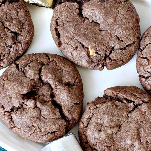Hershey's Nugget Chocolate Cookies | Can't Stay Out of the Kitchen | these fantastic #chocolate #cookies have #HersheysNuggets added to the dough. Terrific way to use up #Halloween candy. #dessert