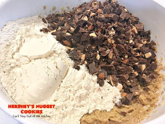 Hershey's Nugget Cookies | Can't Stay Out of the Kitchen | these spectacular #cookies use #MrsFields #chocolate chip cookie recipe plus #HersheysNuggets instead of chocolate chips. They are divine! #dessert