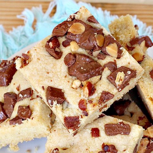 Hershey's Nugget and Almond Brownies | Can't Stay Out of the Kitchen | these decadent #brownies just dissolve in your mouth! #Hershey's candies make them a #chocolate lover's dream. #dessert
