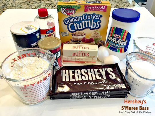 Hershey's S'Mores Bars | Can't Stay Out of the Kitchen | these outrageous #brownies are one of the most sensational, decadent #desserts you'll ever eat! We gorge ourselves on these! #chocolate #marshmallowcreme #Hershey'schocolatebars