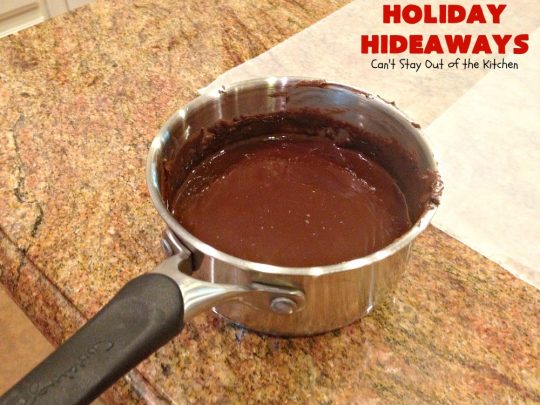 Holiday Hideaways | Can't Stay Out of the Kitchen | these scrumptious #cookies have a #maraschinocherry hidden inside each one! Then they're dunked in #chocolate or #vanilla bark before sprinkling with additional bark shavings. So festive & beautiful for #holiday or #Christmas #baking. #Christmas #ChristmasDessert #ChristmasCookieExchange #cherries #ChocolateDessert #CherryDessert #dessert