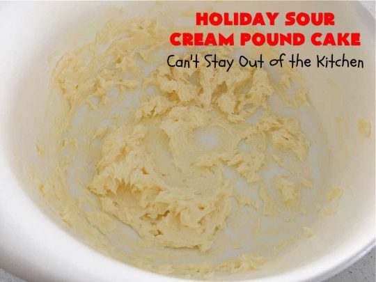 Holiday Sour Cream Pound Cake | Can't Stay Out of the Kitchen | this lovely #PoundCake includes #almond flavoring & #FruitcakeMix in the batter. It's made in miniature #bundt pans & makes a terrific #Christmas gift for friends & neighbors. So many people have told us how much they enjoyed this scrumptious #cake. #SourCreamPoundCake #dessert #ParadiseFruitCompany #HolidayDessert #ParadiseCandiedFruit #CherryDessert #HolidaySourCreamPoundCake
