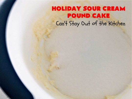 Holiday Sour Cream Pound Cake | Can't Stay Out of the Kitchen | this lovely #PoundCake includes #almond flavoring & #FruitcakeMix in the batter. It's made in miniature #bundt pans & makes a terrific #Christmas gift for friends & neighbors. So many people have told us how much they enjoyed this scrumptious #cake. #SourCreamPoundCake #dessert #ParadiseFruitCompany #HolidayDessert #ParadiseCandiedFruit #CherryDessert #HolidaySourCreamPoundCake