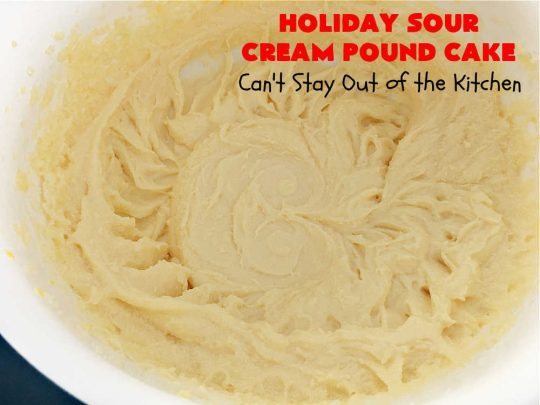 Holiday Sour Cream Pound Cake | Can't Stay Out of the Kitchen | this lovely #PoundCake includes #almond flavoring & #FruitcakeMix in the batter. It's made in miniature #bundt pans & makes a terrific #Christmas gift for friends & neighbors. So many people have told us how much they enjoyed this scrumptious #cake. #SourCreamPoundCake #dessert #ParadiseFruitCompany #HolidayDessert #ParadiseCandiedFruit #CherryDessert #HolidaySourCreamPoundCake