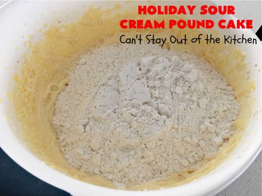 Holiday Sour Cream Pound Cake | Can't Stay Out of the Kitchen | this lovely #PoundCake includes #almond flavoring & #FruitcakeMix in the batter. It's made in miniature #bundt pans & makes a terrific #Christmas gift for friends & neighbors. So many people have told us how much they enjoyed this scrumptious #cake. #SourCreamPoundCake #dessert #ParadiseFruitCompany #HolidayDessert #ParadiseCandiedFruit #CherryDessert #HolidaySourCreamPoundCake