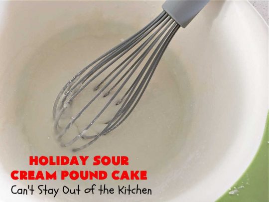 Holiday Sour Cream Pound Cake | Can't Stay Out of the Kitchen | this lovely #PoundCake includes #almond flavoring & #FruitcakeMix in the batter. It's made in miniature #bundt pans & makes a terrific #Christmas gift for friends & neighbors. So many people have told us how much they enjoyed this scrumptious #cake. #SourCreamPoundCake #dessert #ParadiseFruitCompany #HolidayDessert #ParadiseCandiedFruit #CherryDessert #HolidaySourCreamPoundCake