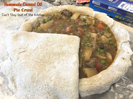 Homemade Coconut Oil Pie Crust | Can't Stay Out of the Kitchen | delicious, flaky homemade #piecrust recipe without using shortening. #CoconutOil is a great alternative. Includes step-by-step pictures. #pie