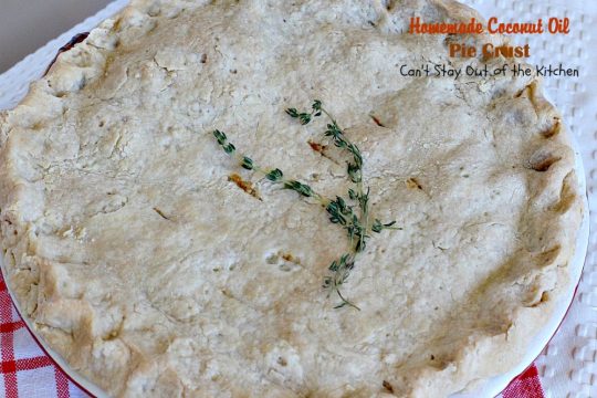Homemade Coconut Oil Pie Crust | Can't Stay Out of the Kitchen | delicious, flaky homemade #piecrust recipe without using shortening. #CoconutOil is a great alternative. Includes step-by-step pictures. #pie