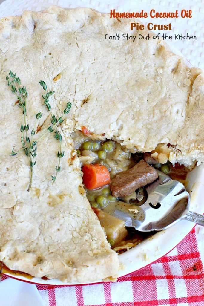 Homemade Coconut Oil Pie Crust | Can't Stay Out of the Kitchen | delicious, flaky homemade #piecrust recipe without using shortening. #CoconutOil is a great alternative. Includes step-by-step pictures. #pie