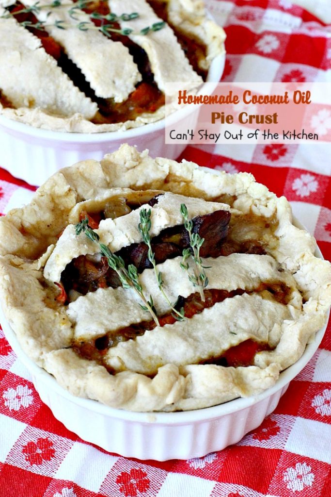 Homemade Coconut Oil Pie Crust | Can't Stay Out of the Kitchen | delicious, flaky homemade #piecrust recipe without using shortening. #CoconutOil is a great alternative. Includes step-by-step pictures. #pie